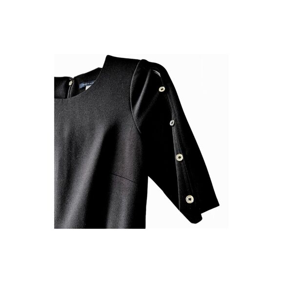 Tommy Hilfiger Short Sleeve Button Detail Black Sheath Dress Women’s Sz 2 - Picture 4 of 9